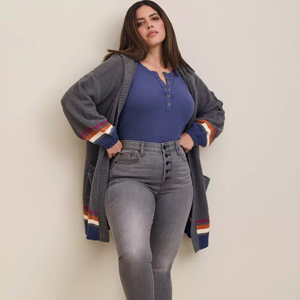Cardigan Hooded Open Front Sweater Size 6X
